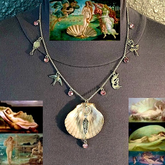 Hand Crafted Jewelry - “Birth of Venus" Aphrodite Greek Roman Mythology Goddess Handmade Necklace